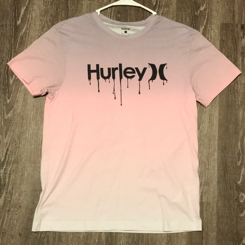 Hurley Men's Pink,Purple and White T-Shirt
